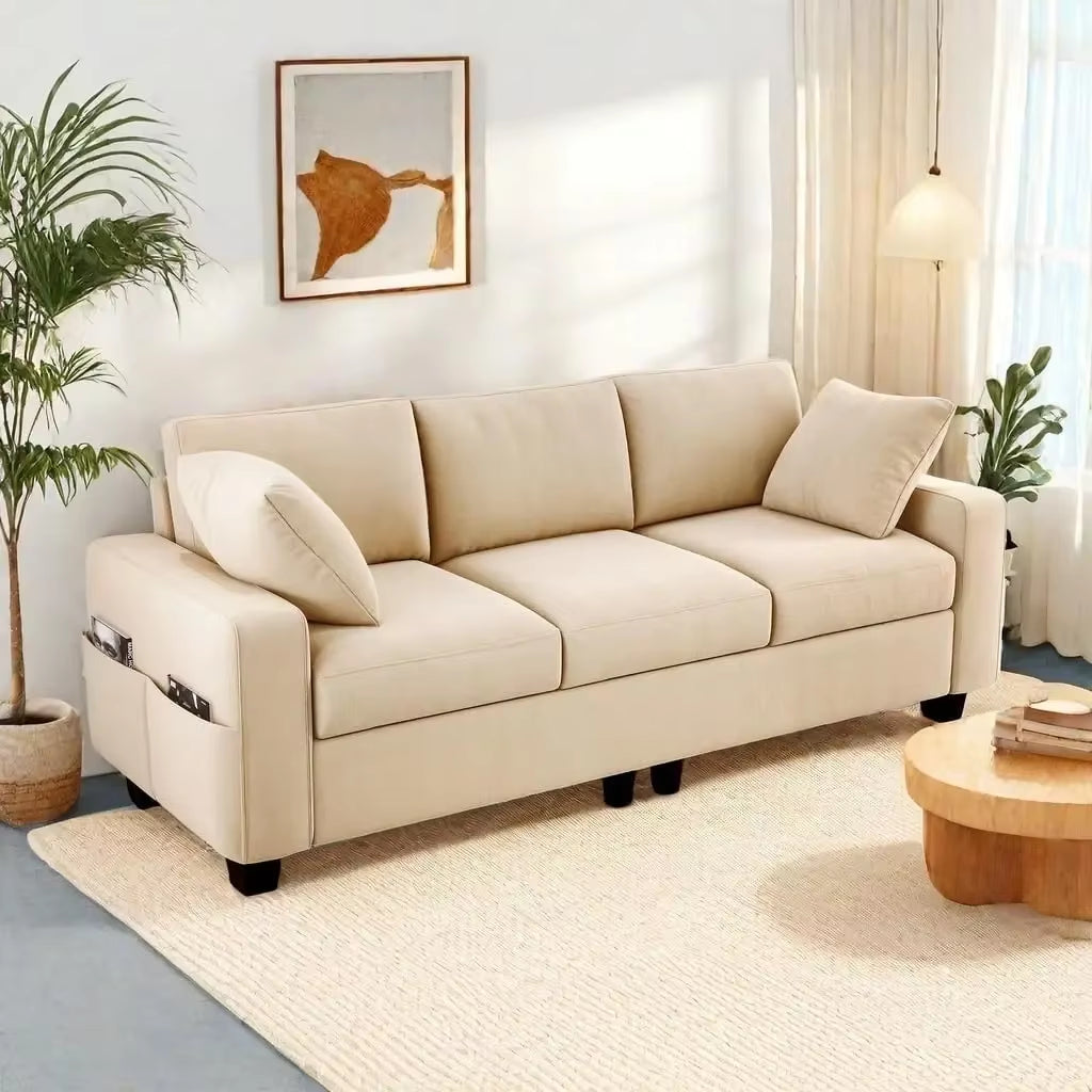 Couch, Comfy Upholstered Loveseat with Extra Deep Seats, Chenille Fabric Sofa for Living Room Apartment Office, 3 Seater Couch W