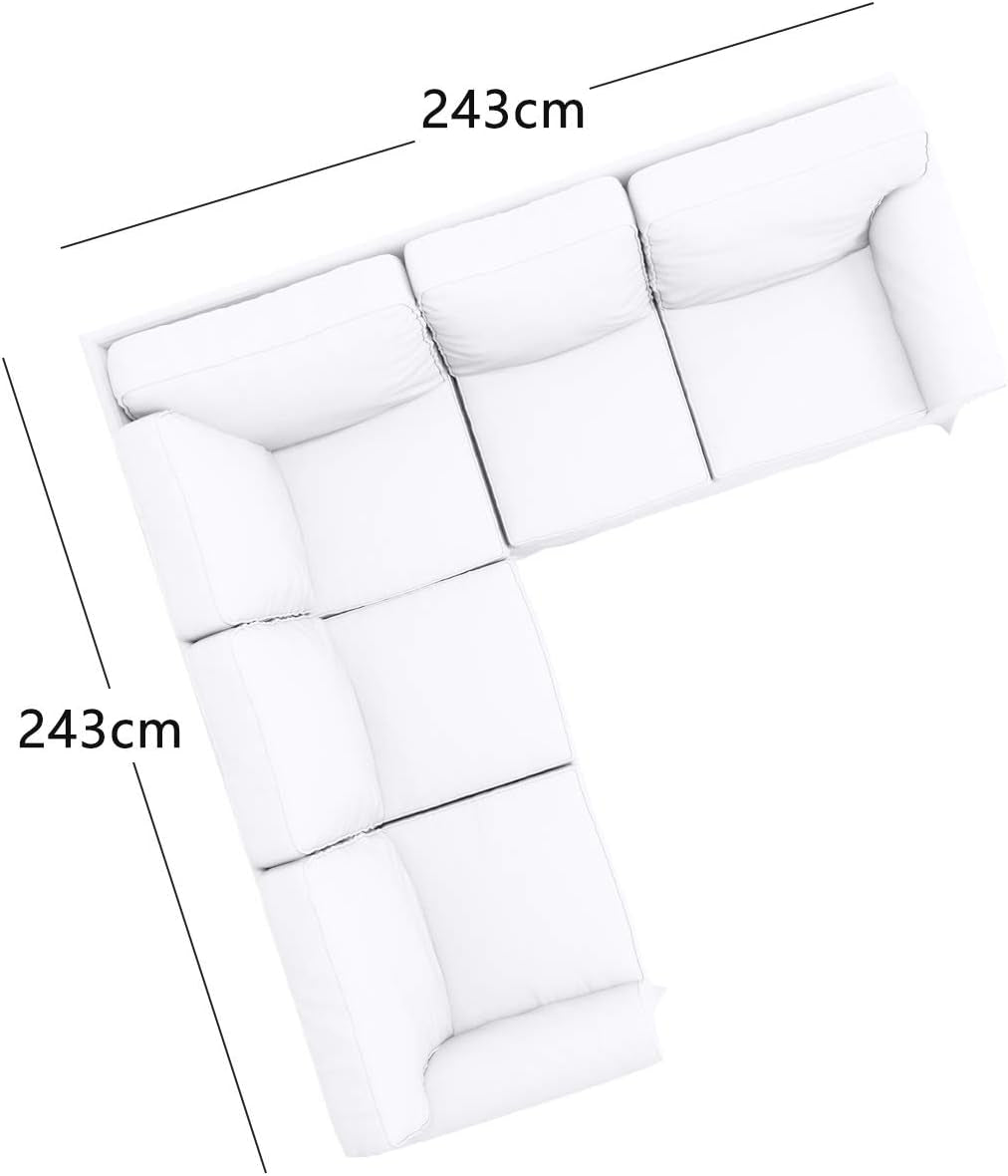 Cover Only. Cotton Ektorp 2 2 Sofa Replacement Cover Compatible with IKEA Ektorp Corner or Sectional Sofa Slipcover (Lighter Dense Gray)