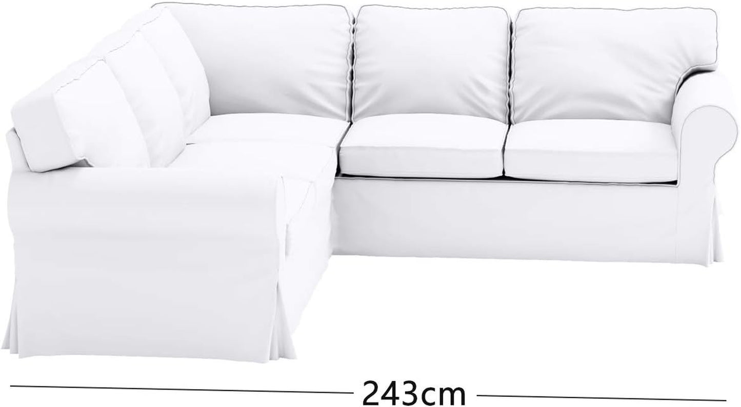 Cover Only. Cotton Ektorp 2 2 Sofa Replacement Cover Compatible with IKEA Ektorp Corner or Sectional Sofa Slipcover (Lighter Dense Gray)