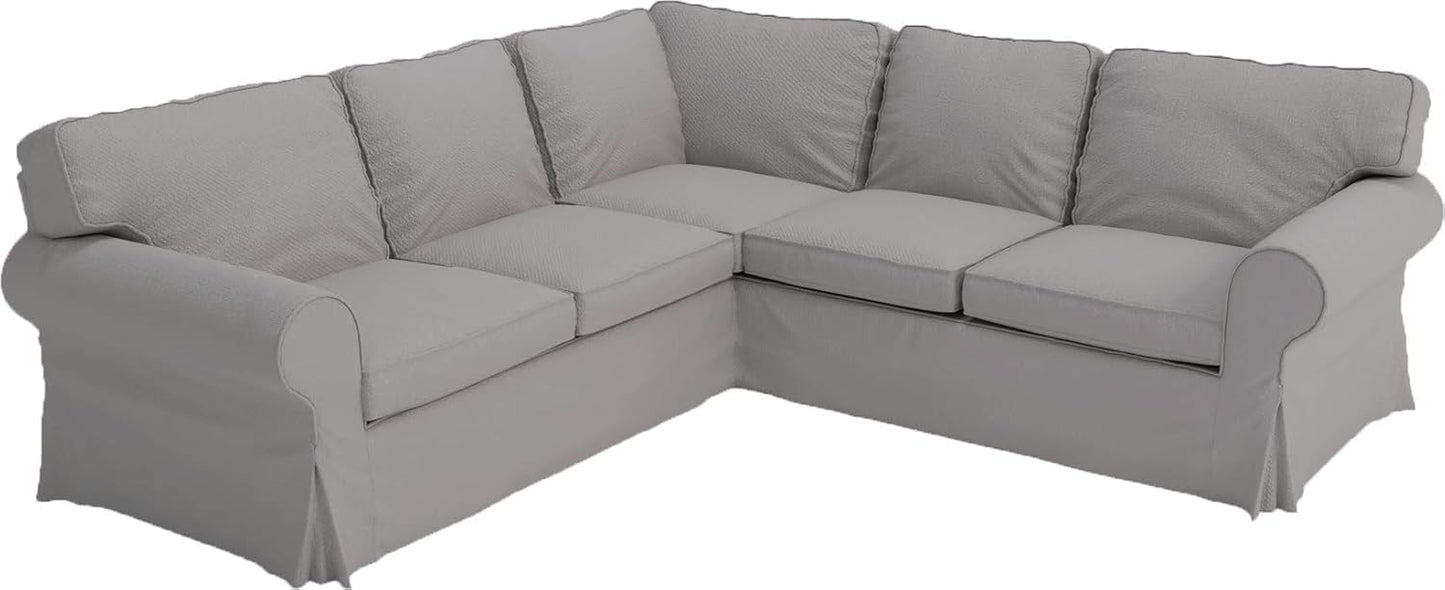 Cover Only. Cotton Ektorp 2 2 Sofa Replacement Cover Compatible with IKEA Ektorp Corner or Sectional Sofa Slipcover (Lighter Dense Gray)