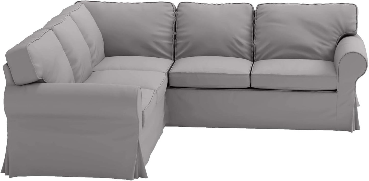 Cover Only. Cotton Ektorp 2 2 Sofa Replacement Cover Compatible with IKEA Ektorp Corner or Sectional Sofa Slipcover (Lighter Dense Gray)