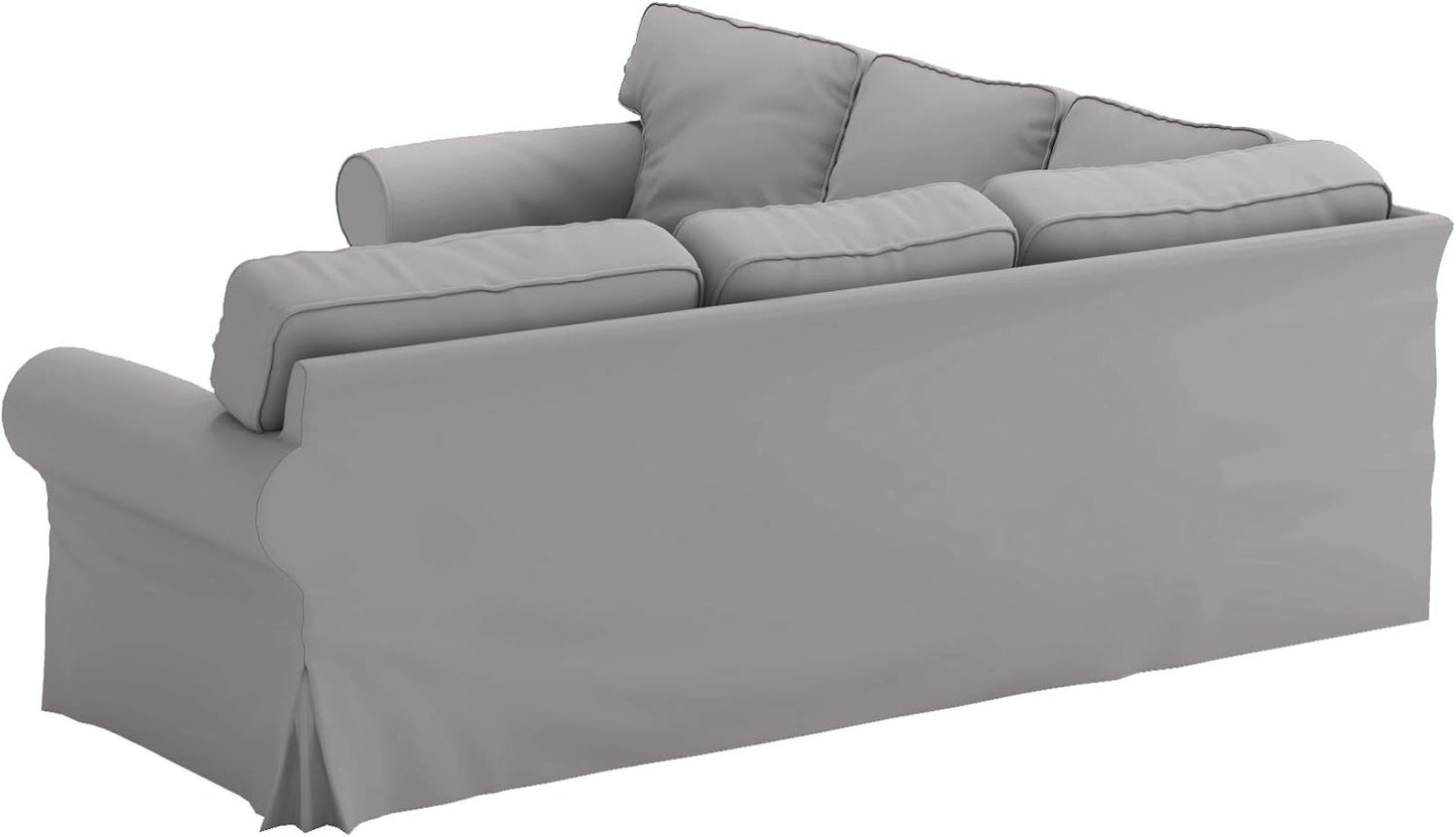 Cover Only. Cotton Ektorp 2 2 Sofa Replacement Cover Compatible with IKEA Ektorp Corner or Sectional Sofa Slipcover (Lighter Dense Gray)