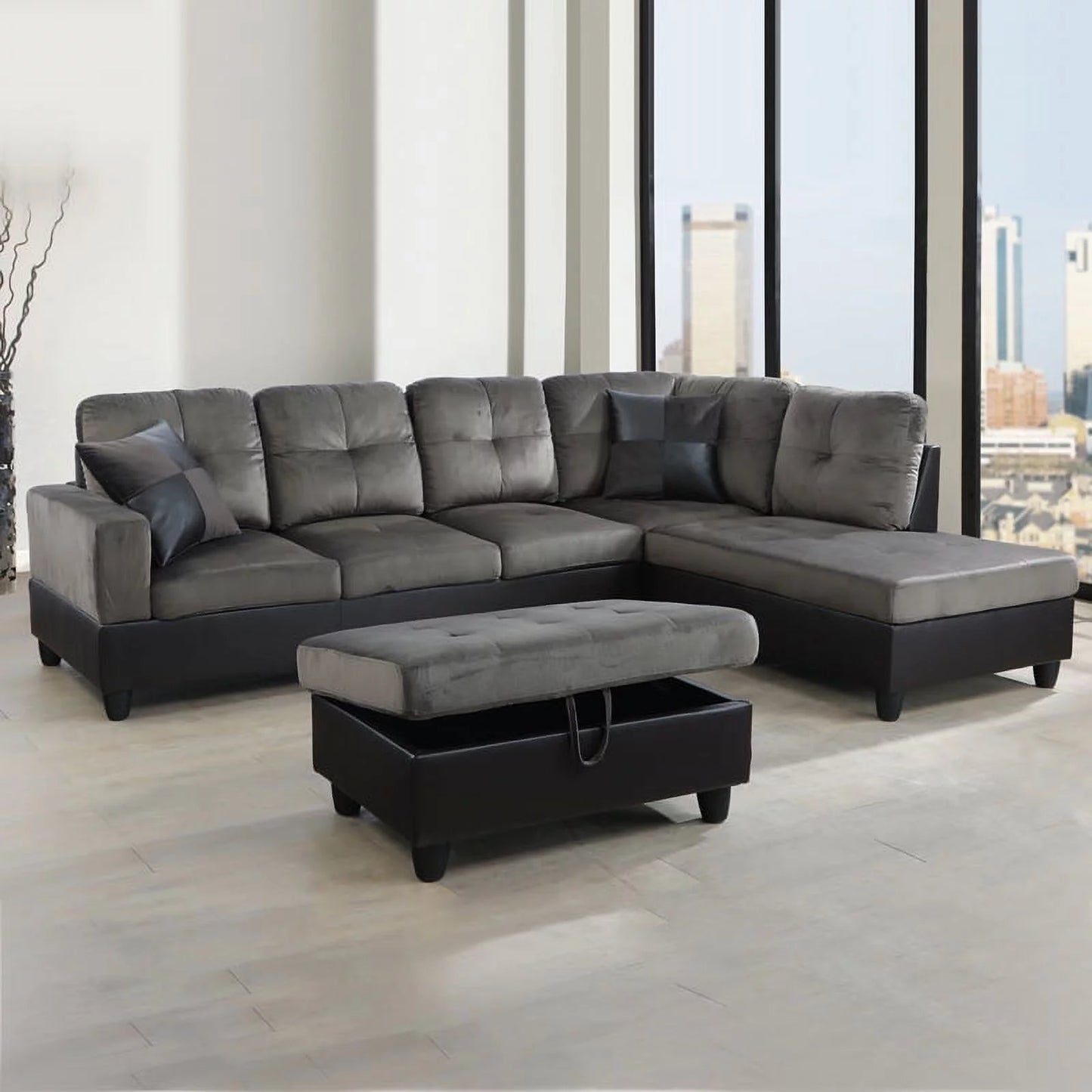 Sectional Sofa Free Combination Sectional Couch, L Shaped Sectional Sofa, Modern Sofa Set for Living Room, Taupe(Without Ottoman)
