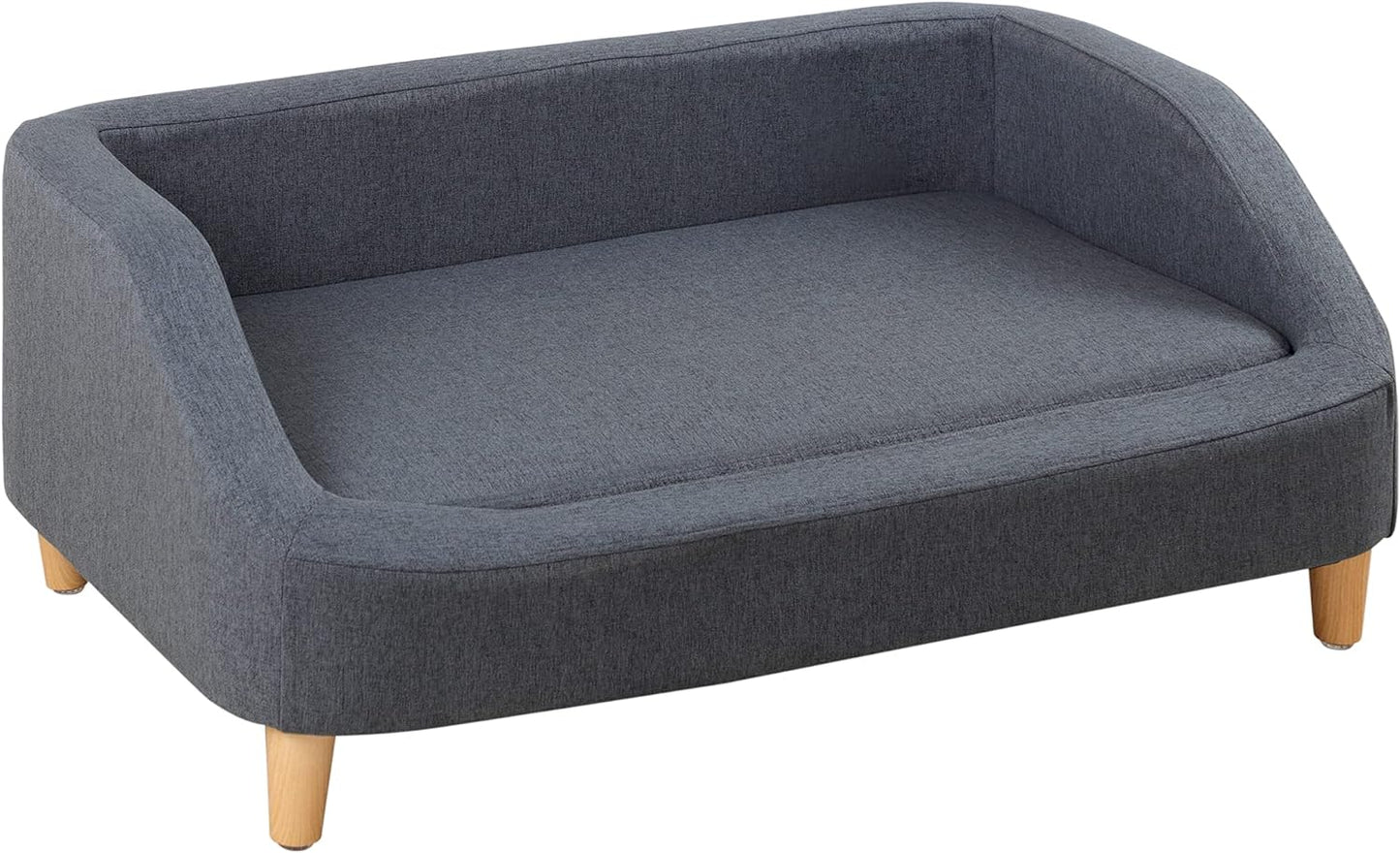 37" Dog Sofa, Cat Sofa, Pet Sofa, Pet Bed, Rectangle Sofa with Movable Cushion, with Wood Style Foot (Gray)