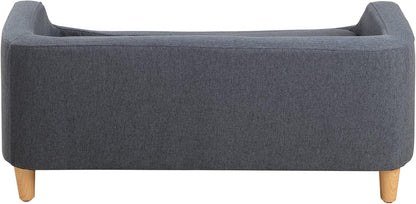 37" Dog Sofa, Cat Sofa, Pet Sofa, Pet Bed, Rectangle Sofa with Movable Cushion, with Wood Style Foot (Gray)