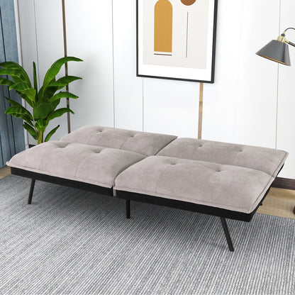 Futon Sofa Bed, Modern Convertible Memory Foam Sleeper Sofa, Adjustable Backrest, Grey